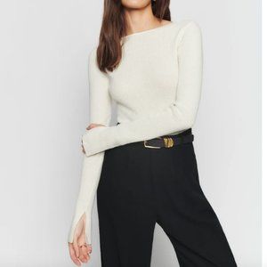 Reformation Porta Cashmere Open Back Sweater Size S NWT